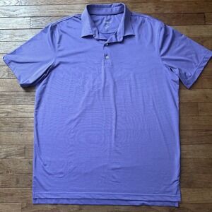 Jonnie-O Mens XL Purple Stripe Golf Polo Shirt Polyester Spandex Short Sleeve